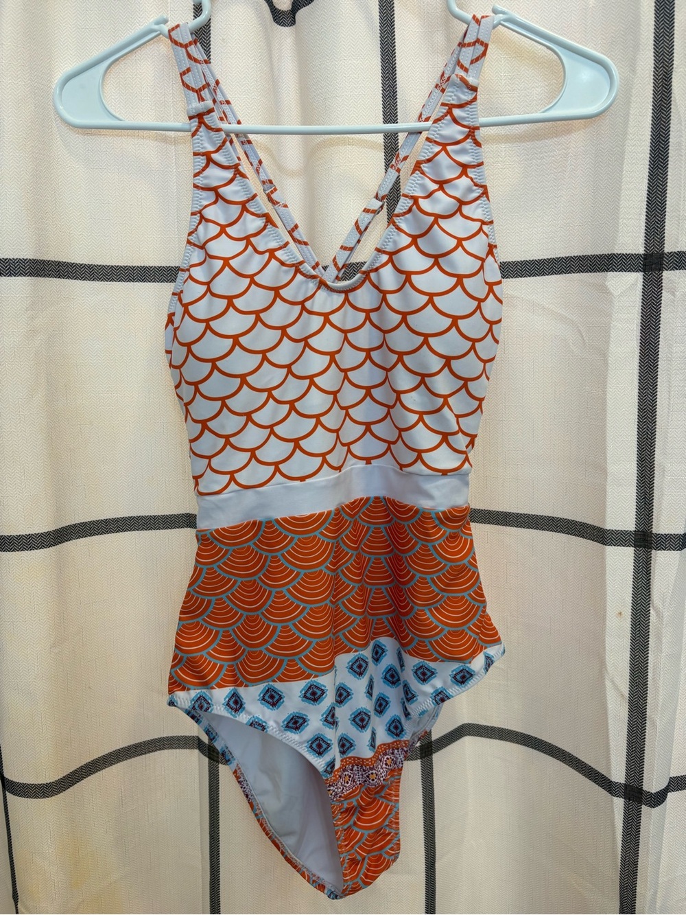 Cupshe Orange and White Patterned One-Piece Swimsuit